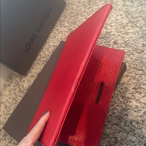 Louis Vuitton Vintage Red Jena Clutch with Gold Accent and Box - Picture 7 of 16